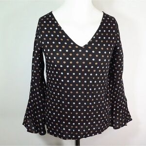 Express Black and White Floral Bell Sleeve Blouse